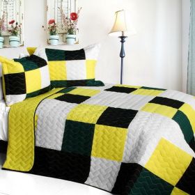 [Smashing Patchword - B] Vermicelli-Quilted Patchwork Quilt Set Full/Queen