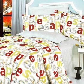 Blancho Bedding - [Apple Letter] 100% Cotton 4PC Duvet Cover Set (Full Size)(Comforter not included)