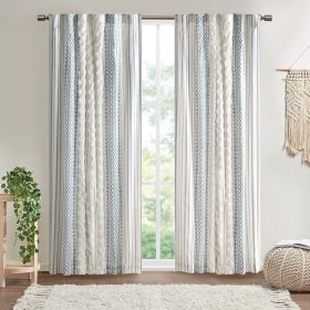 Cotton Printed Curtain Panel with Chenille Stripe and Lining(Only 1 Pc Panel)