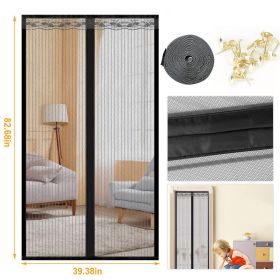 Magnetic Mesh Curtain Hands-free Fly Mesh Door Curtain (Color: Black)