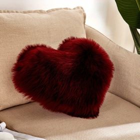 1pc Boho Love Heart Plush Throw Pillow - Fluffy Luxury Cushion for Couch, Sofa, Bed - Detachable and Machine Washable Home Decor (Color: Burgundy, size: 40*50cm/15.7*19.7")