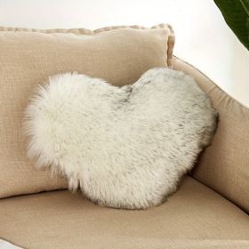 1pc Boho Love Heart Plush Throw Pillow - Fluffy Luxury Cushion for Couch, Sofa, Bed - Detachable and Machine Washable Home Decor (Color: White Gray Tip, size: 40*50cm/15.7*19.7")