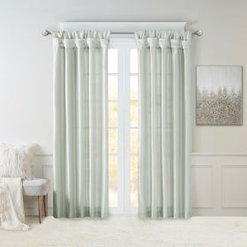 Twist Tab Lined Window Curtain Panel (Color: as Pic)