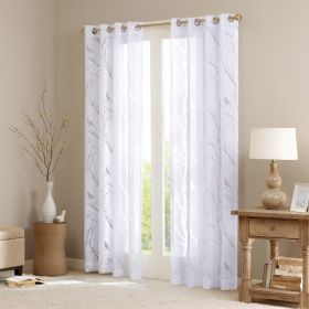 Grommet Top Sheer Bird on Branches Burnout Window Curtain(Only 1 Pc Panel) (Color: as Pic)