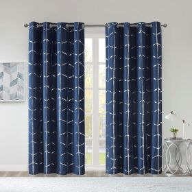 Total Blackout Metallic Print Grommet Top Curtain Panel(Only 1 Pc Panel) (Color: as Pic)